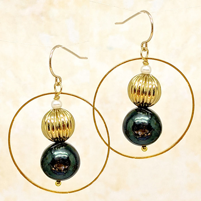 Planet Blue Pearl Earrings` 1