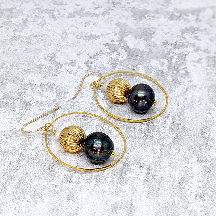 Planet Blue Pearl Earrings` 4