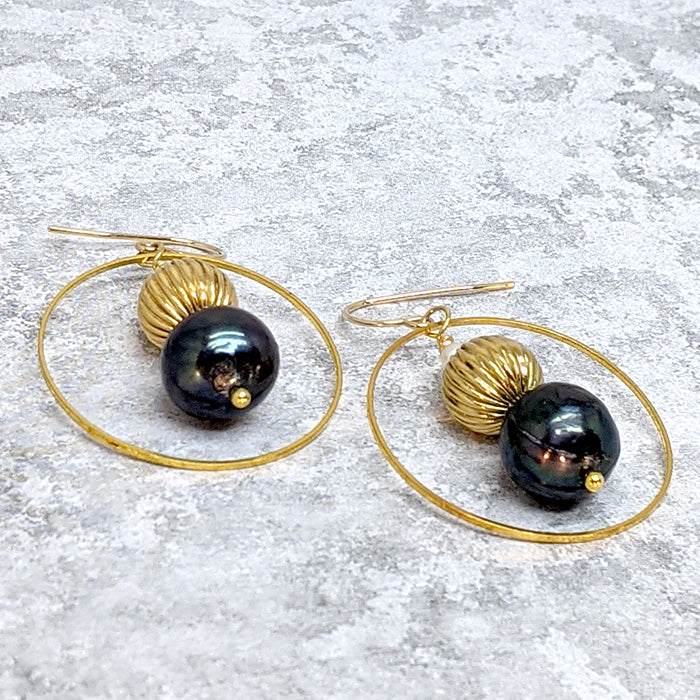 Planet Blue Pearl Earrings` 5