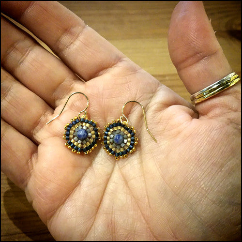 Bespoke Lapis and Gold Earrings "Vivian" , Earrings - No Roses Metro, No Roses Jewelry Artisan Jewelry Los Angeles - 2