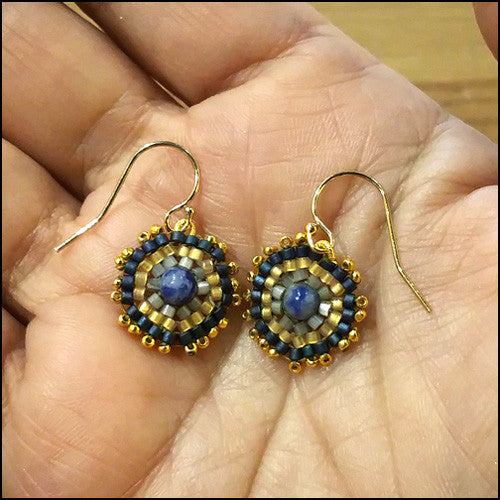 Bespoke Lapis and Gold Earrings "Vivian" , Earrings - No Roses Metro, No Roses Jewelry Artisan Jewelry Los Angeles - 1