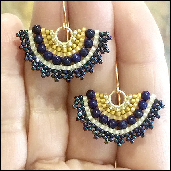 Fan Earrings, Lapis and Gold 3