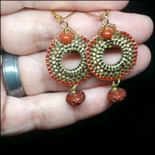 Red Jasper Rounds Earrings , Earrings - No Roses Metro, No Roses Jewelry Artisan Jewelry Los Angeles - 3