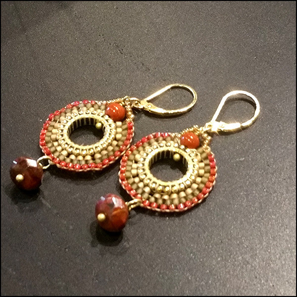 Red Jasper Rounds Earrings , Earrings - No Roses Metro, No Roses Jewelry Artisan Jewelry Los Angeles - 4