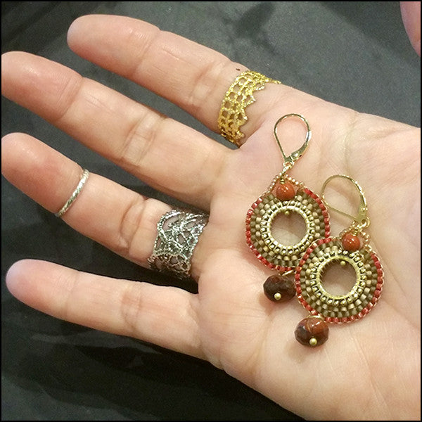 Red Jasper Rounds Earrings , Earrings - No Roses Metro, No Roses Jewelry Artisan Jewelry Los Angeles - 2