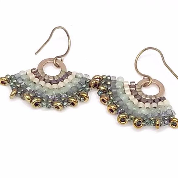 Fan Earrings Moss Green 3