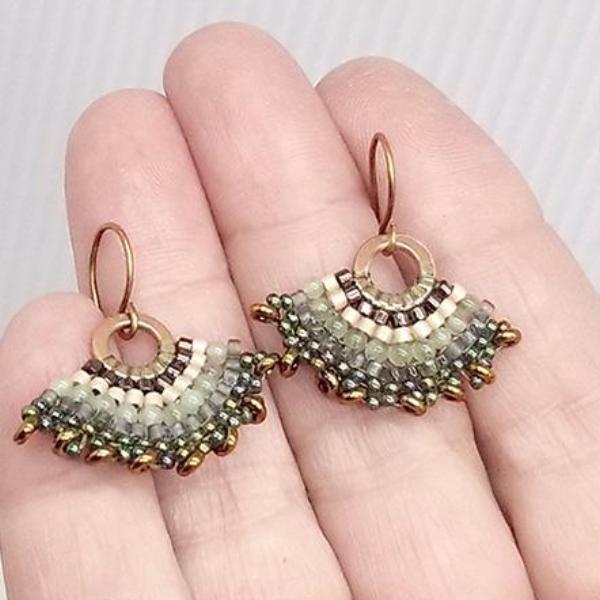 Fan Earrings Moss Green 4