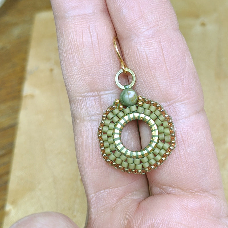 Moss Coin Drop Earrings 2