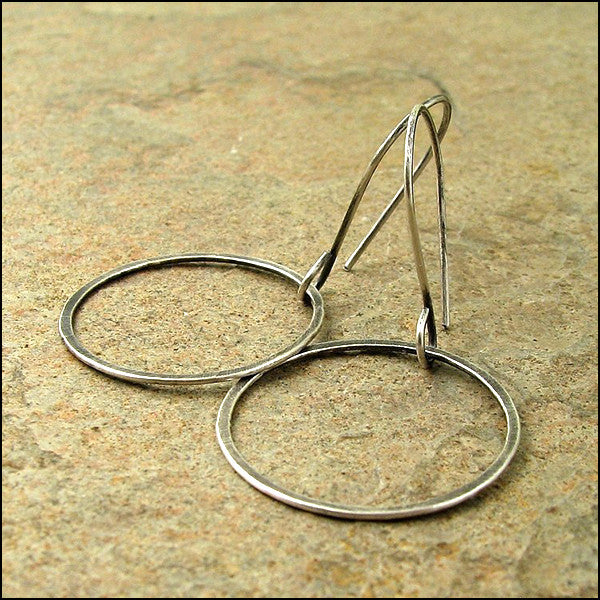 Oxidized Sterling Hoop Earrings , Earrings - No Roses Ore, No Roses Jewelry Artisan Jewelry Los Angeles - 1 1