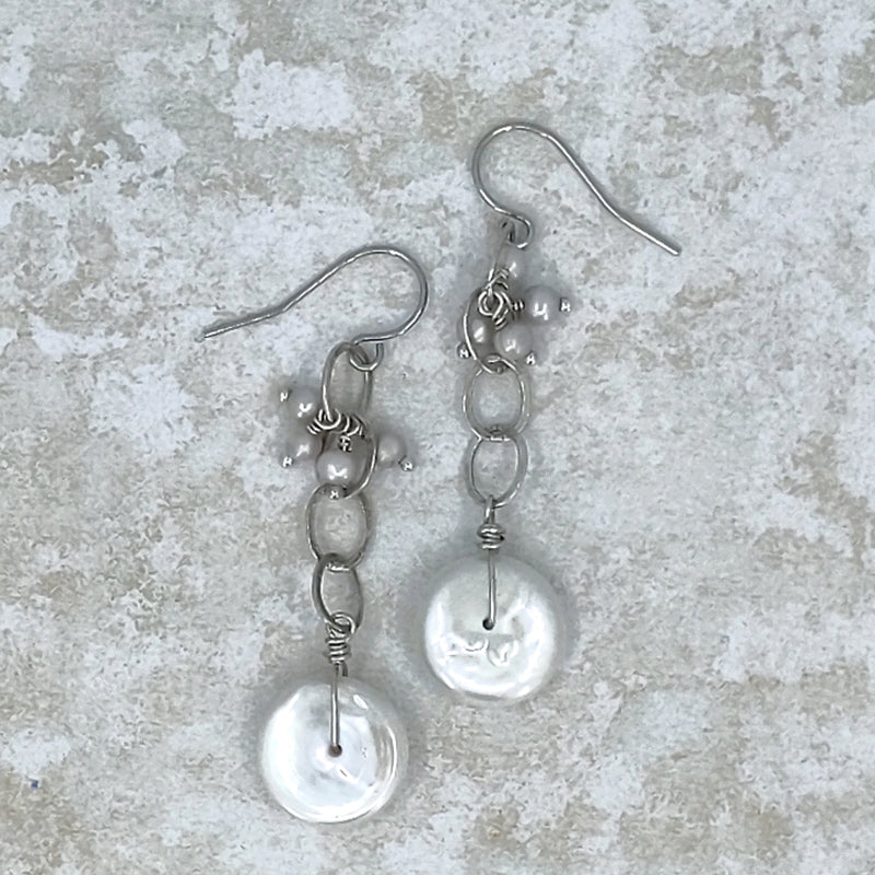 Simple Pearl Drop Earrings | Dainty Pearl Earrings | IB Jewelry Sterling Silver