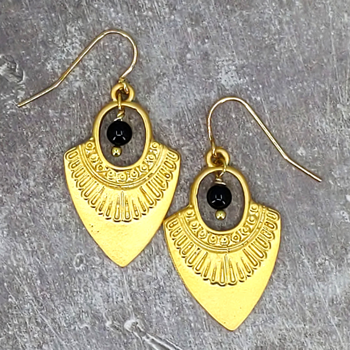 Shaman Vibes Gold and Black Onyx Earrings 5