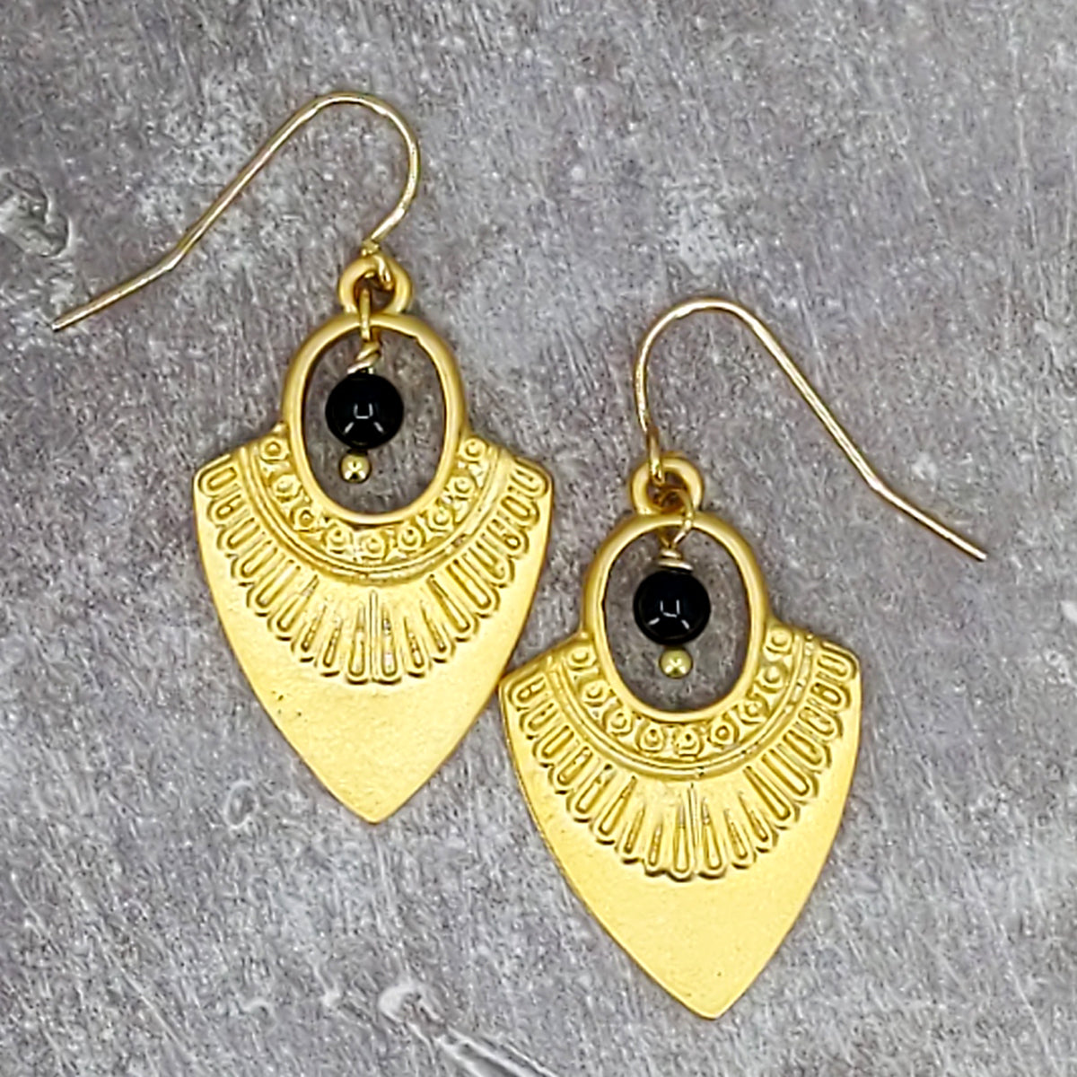 Shaman Vibes Gold and Black Onyx Earrings 7