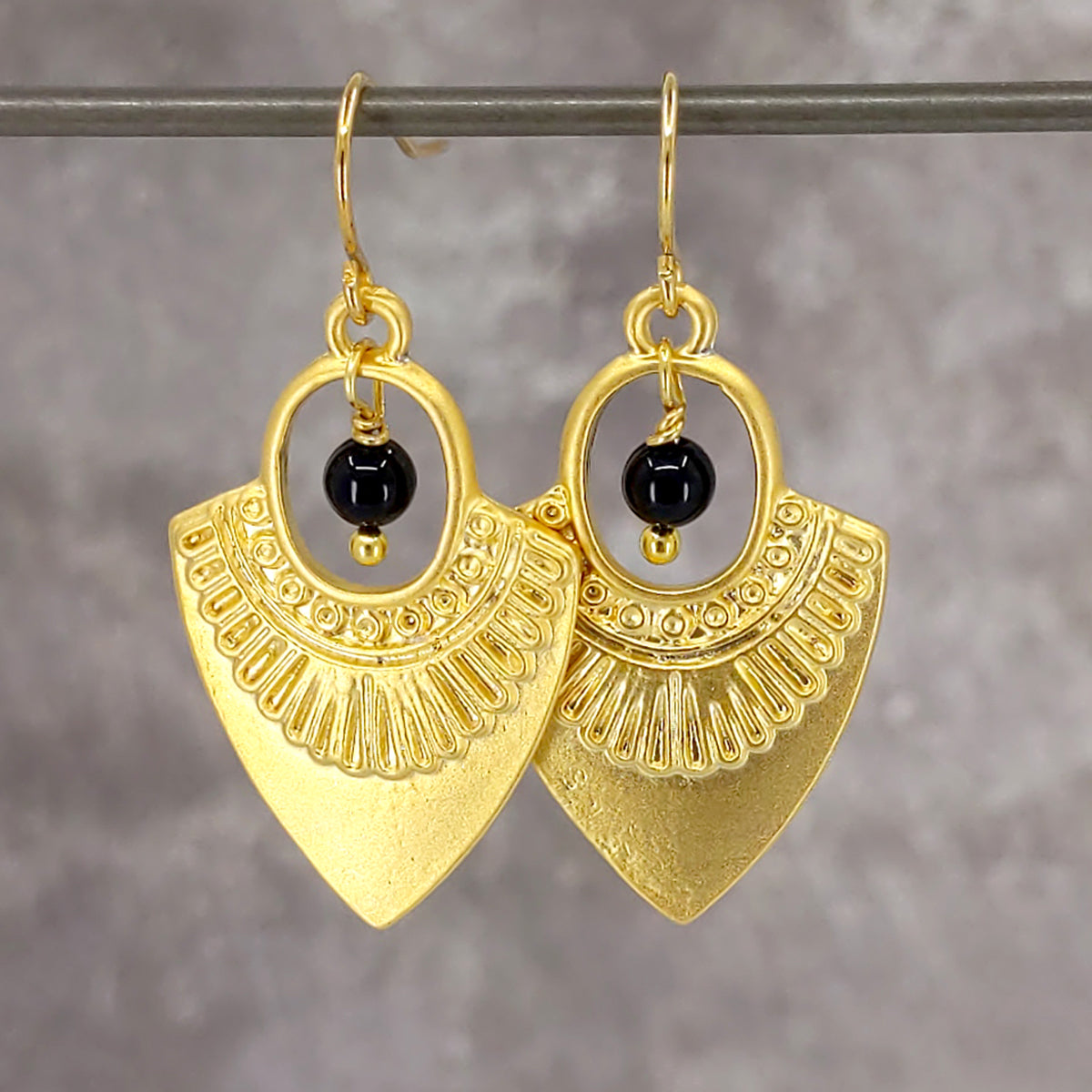 Shaman Vibes Gold and Black Onyx Earrings 6