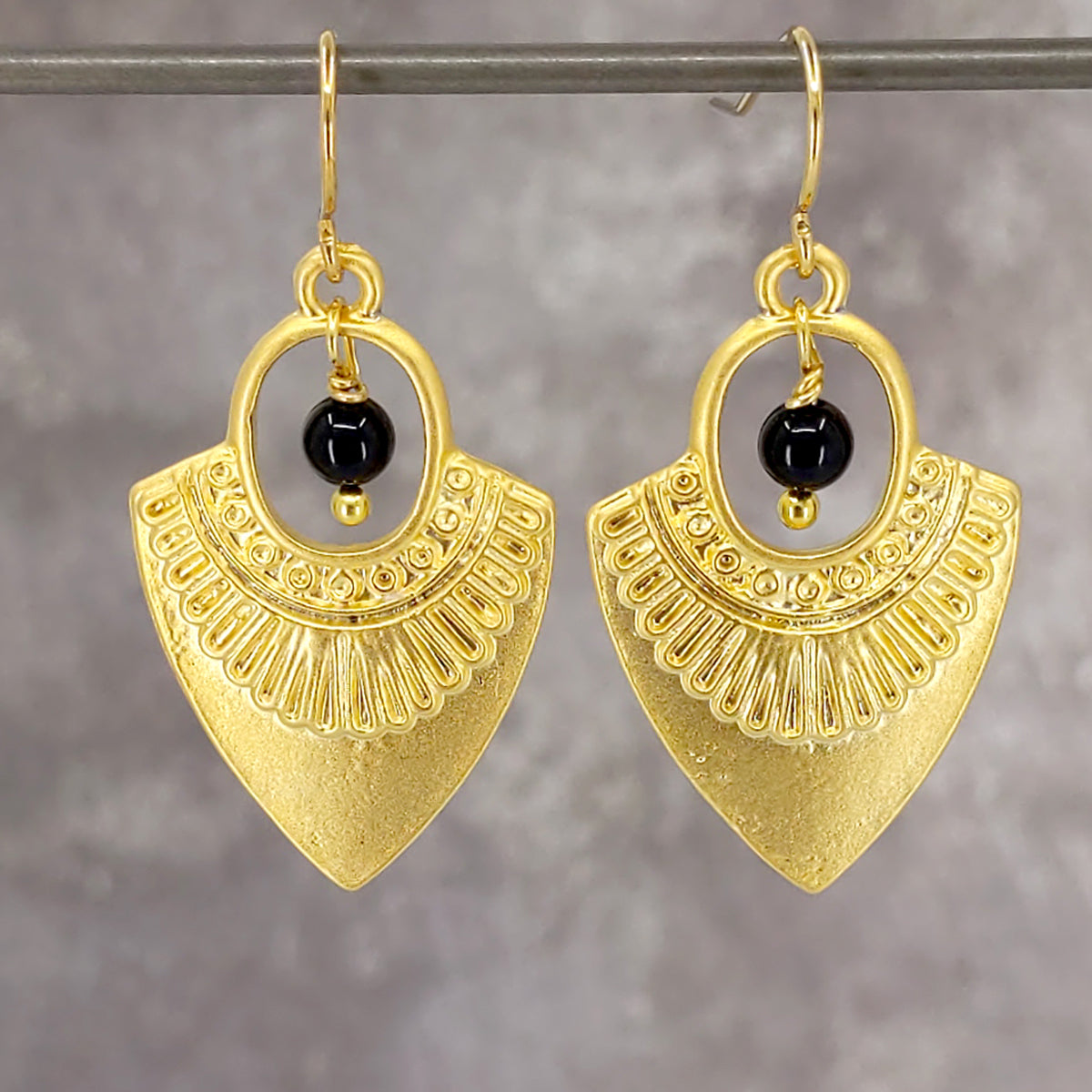 Shaman Vibes Gold and Black Onyx Earrings 1