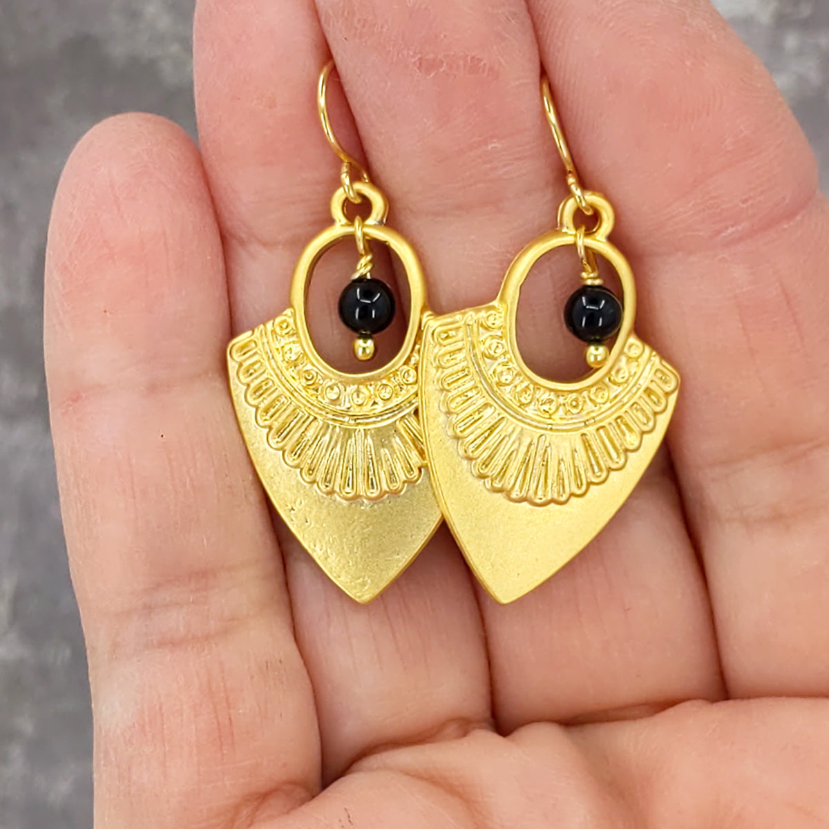 Shaman Vibes Gold and Black Onyx Earrings 4