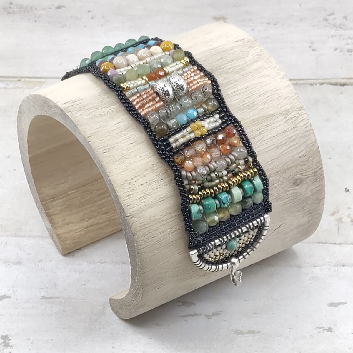 Desert Moss Gemstone Band Bracelet 6