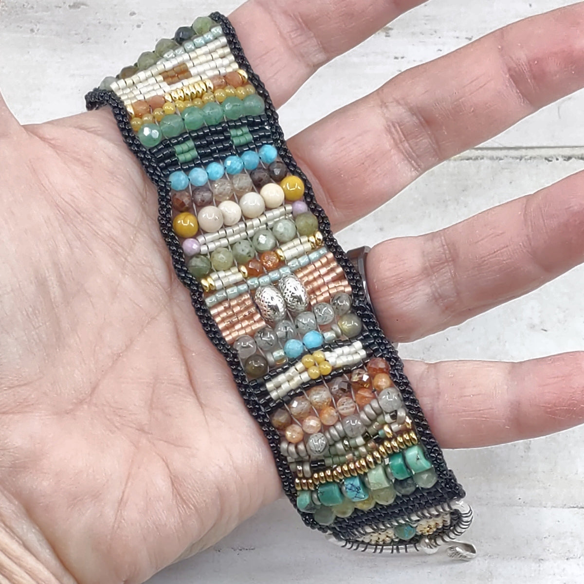 Desert Moss Gemstone Band Bracelet 7