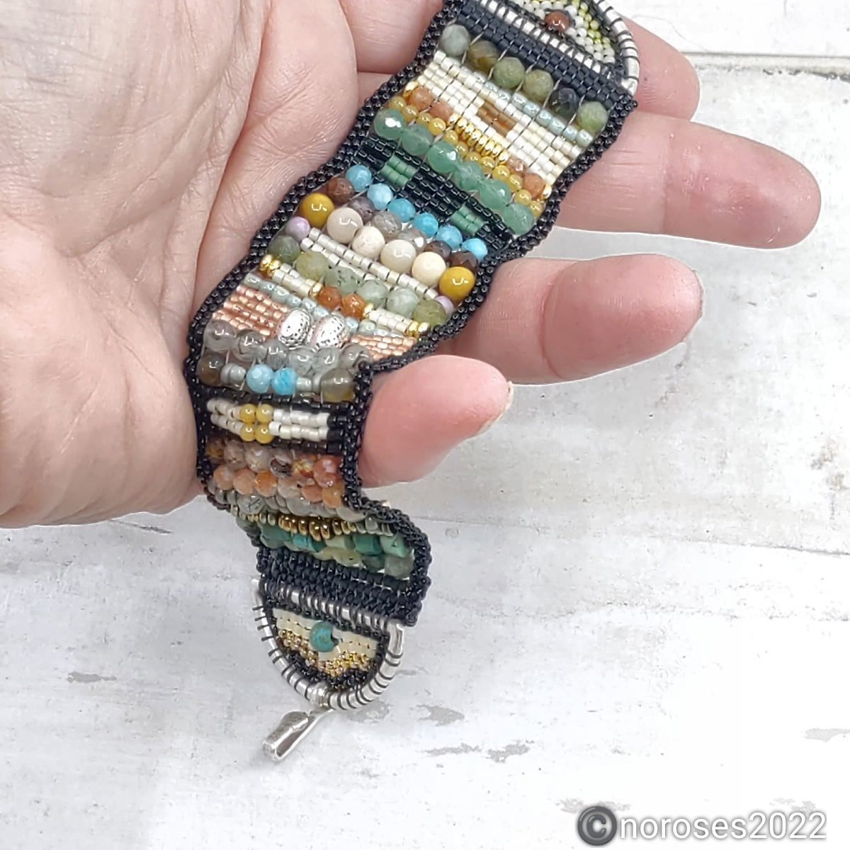 Desert Moss Gemstone Band Bracelet 8