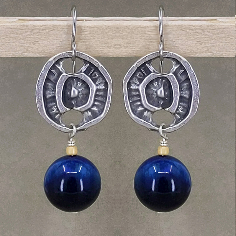 Bobble Earrings with Lapis Gemstone 2