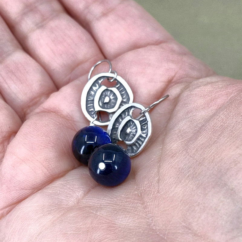 Bobble Earrings with Lapis Gemstone