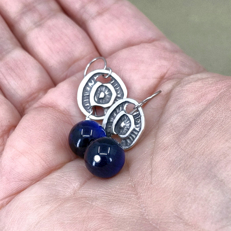 Bobble Earrings with Lapis Gemstone 3