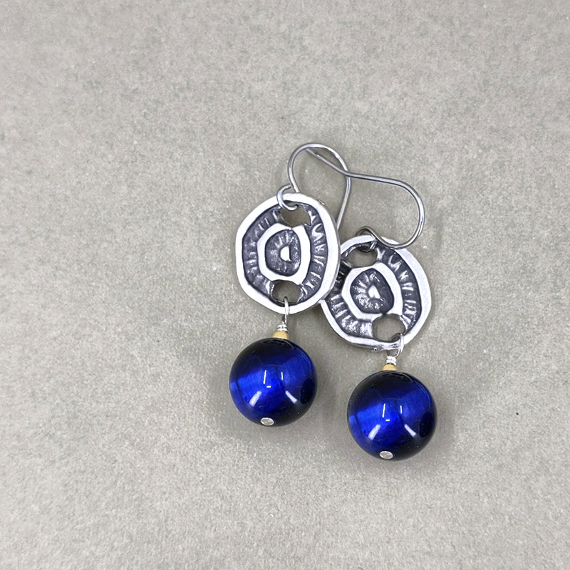 Bobble Earrings with Lapis Gemstone 4