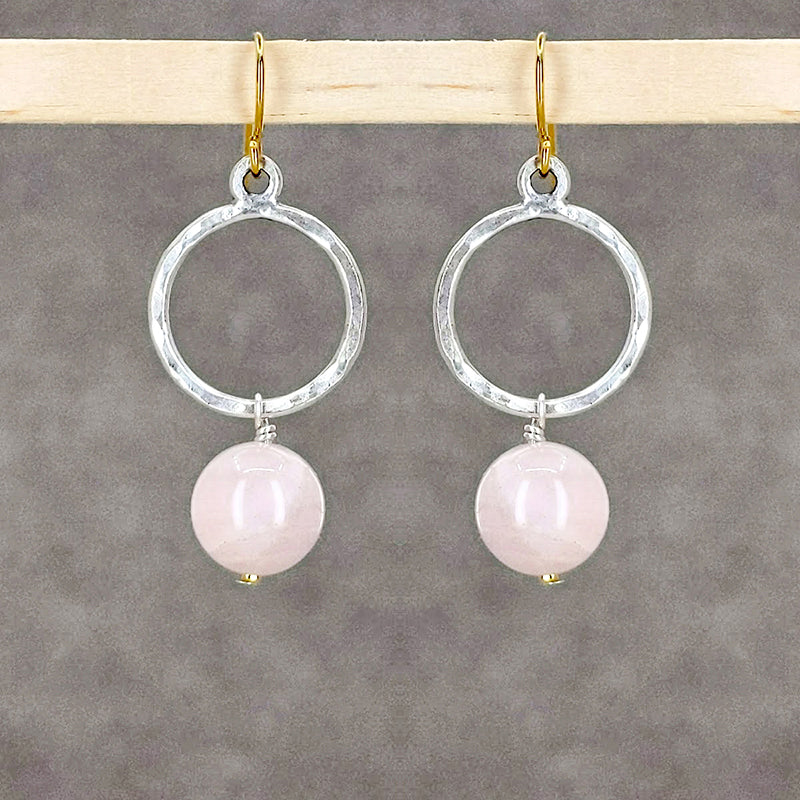 Bubble Earrings, Rose Quartz 1
