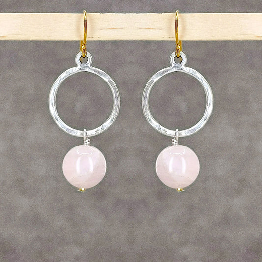 Bubble Earrings, Rose Quartz