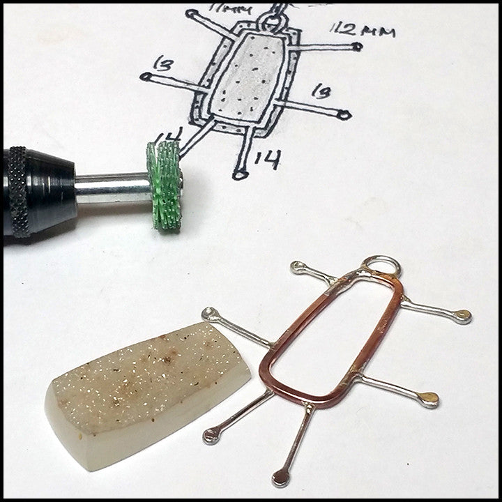 Agate Druzy Prong Pendant , Necklace - No Roses Earthen, No Roses Jewelry Artisan Jewelry Los Angeles - 3 3