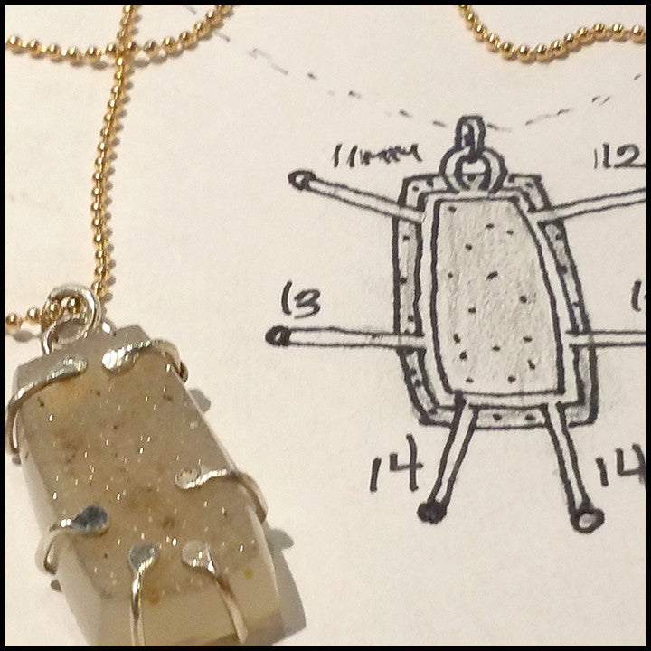 Agate Druzy Prong Pendant , Necklace - No Roses Earthen, No Roses Jewelry Artisan Jewelry Los Angeles - 4