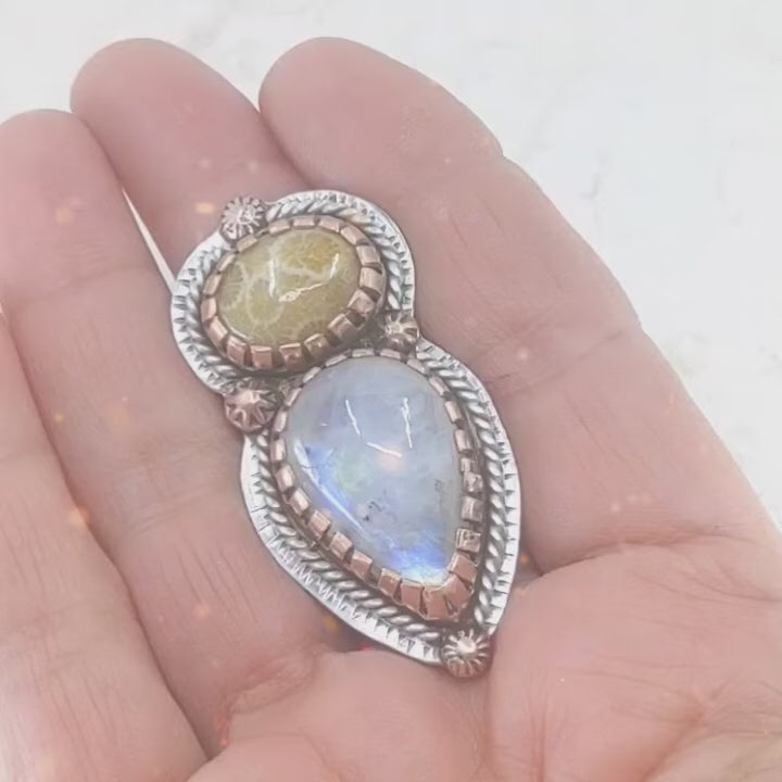 Fossil and Moon Statement Ring 3
