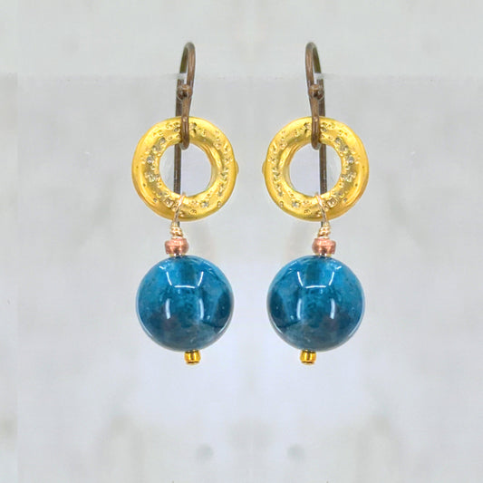 Cannes Blue and Gold Earrings