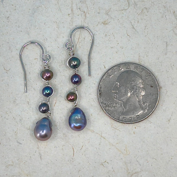 Vines Earrings Blue Pearl