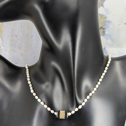 Pearl Floater Necklace, Coffee & Cream Secondary