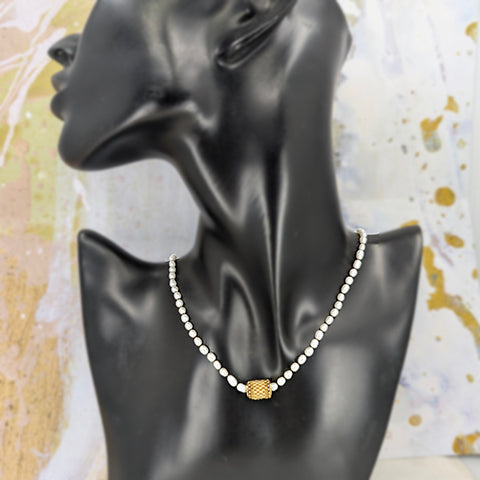 Pearl Floater Necklace, Gold Secondary