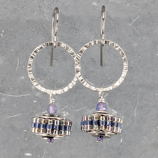 Life is a Wheel Earrings, Tanzanite