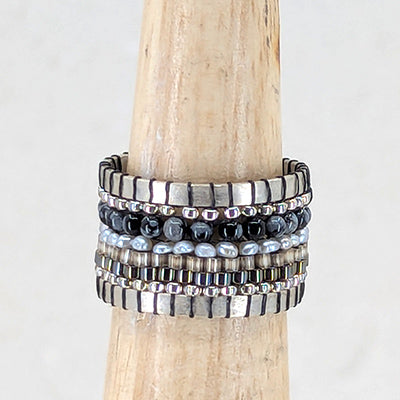 Modesty Gemstone and Pearl Band Ring
