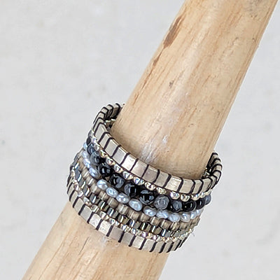Modesty Gemstone and Pearl Band Ring Secondary