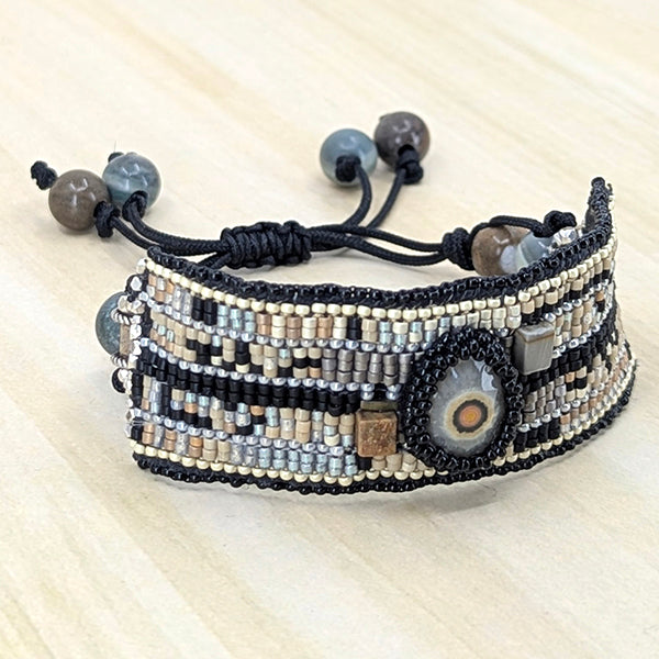 Dalton Hand-Beaded Gemstone Cuff Bracelet 7