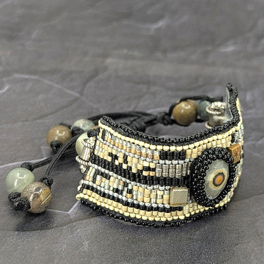 Dalton Hand-Beaded Gemstone Cuff Bracelet Secondary