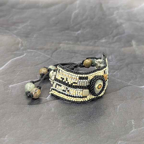 Dalton Hand-Beaded Gemstone Cuff Bracelet 6