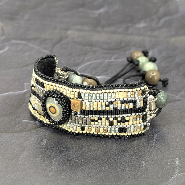 Dalton Hand-Beaded Gemstone Cuff Bracelet 1