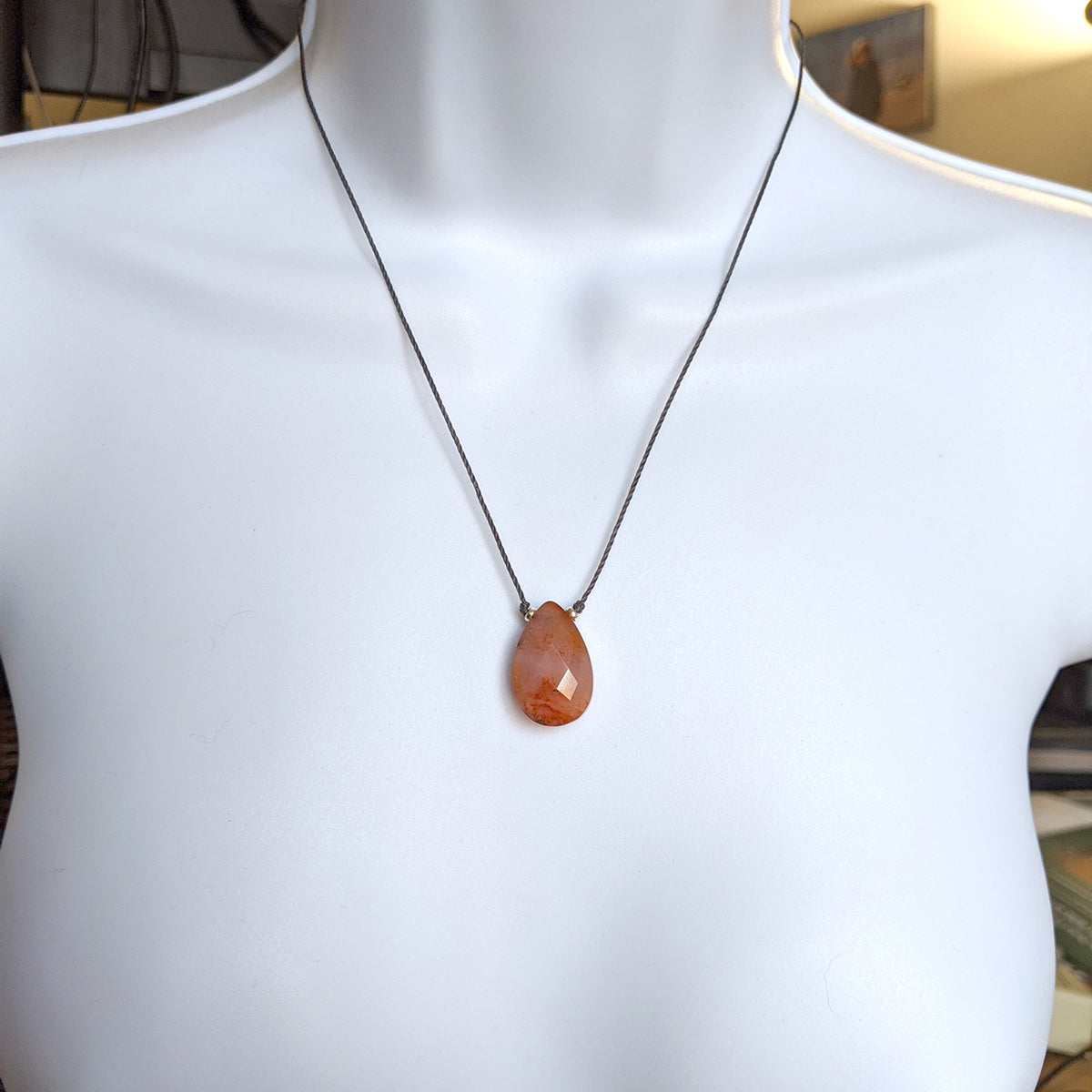 Big Drop Carnelian Gemstone Necklace