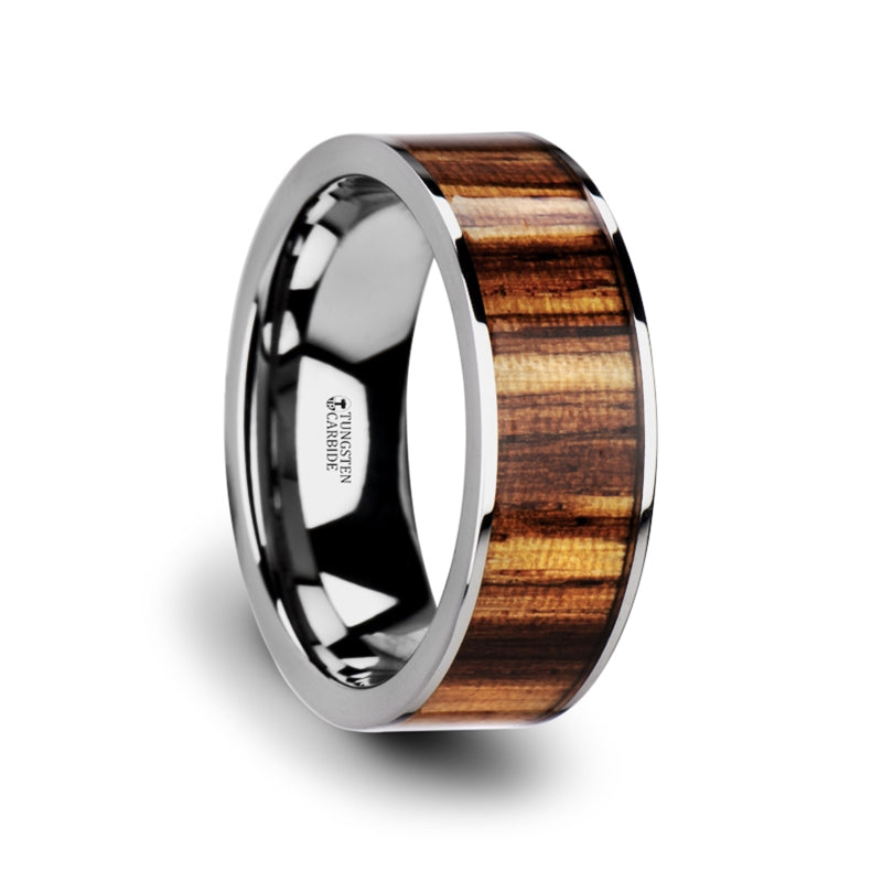 Zebrawood and Tungsten Ring