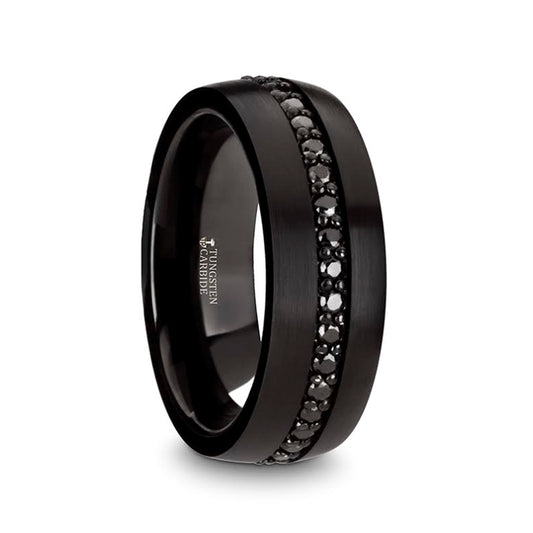 Valiant Black Tungsten Ring with Black Sapphires
