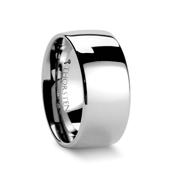 Domed Silver Tungsten Carbide Band Ring