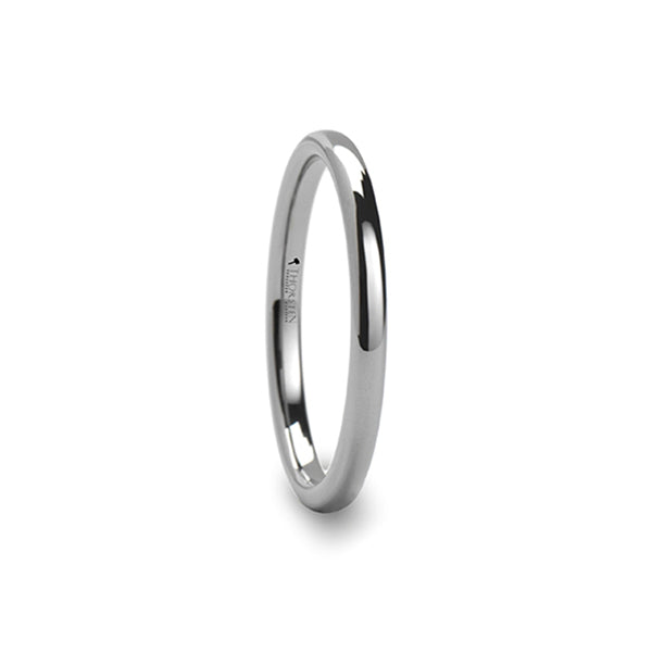 Domed Silver Tungsten Carbide Band Ring