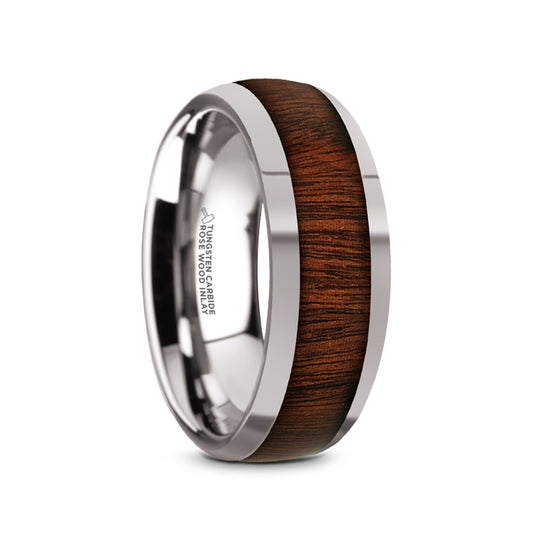 Rosewood Inlay Tungsten Carbide Band Ring