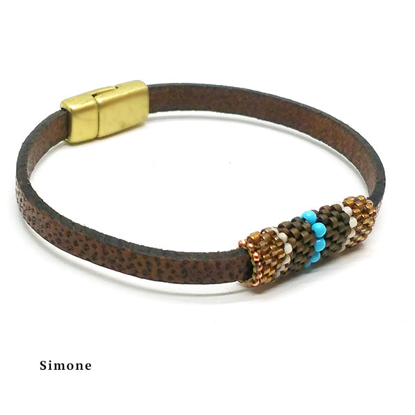 Boho Band - Beaded Leather Bracelet with Magnetic Clasp