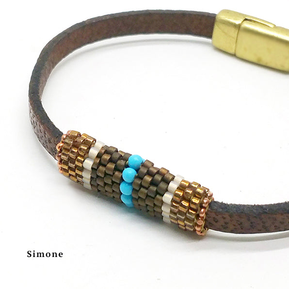 Boho Band - Beaded Leather Bracelet with Magnetic Clasp